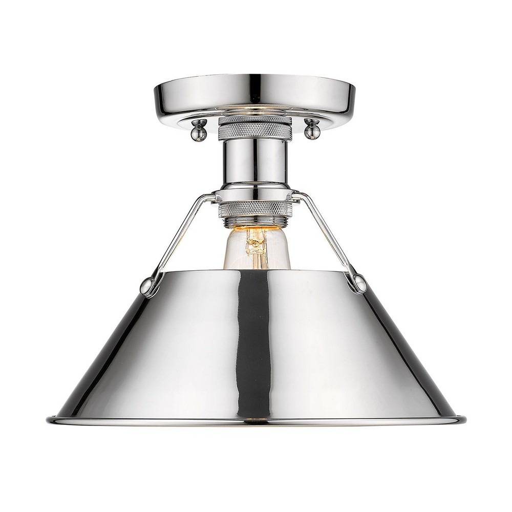 Golden Lighting-3306-FM CH-CH-Orwell - 1 Light Flush Mount 8 Inches Tall and 10 Inches Wide Chrome Chrome Aged Brass Finish